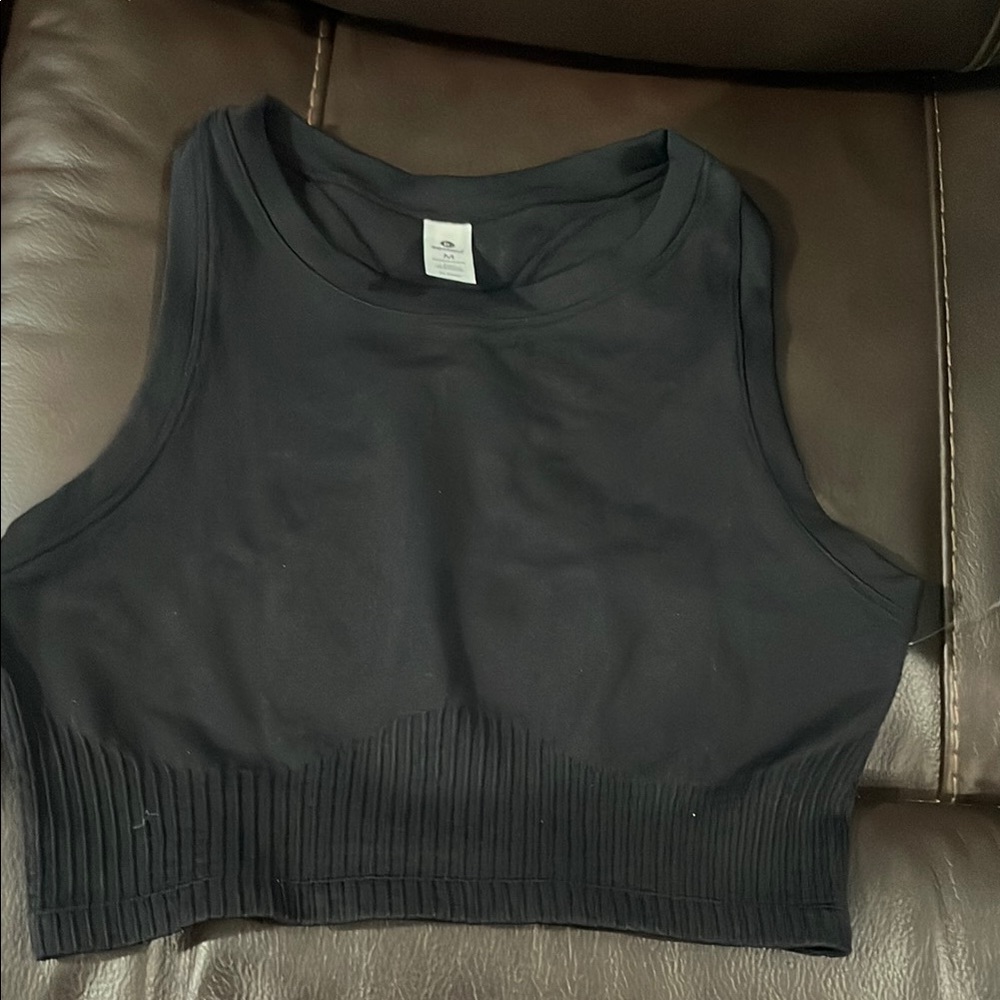 90 Degree By Reflex Gray Ribbed Crop Tank Top
